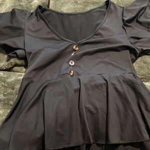 Torrid Black Peplum Button-Front Blouse